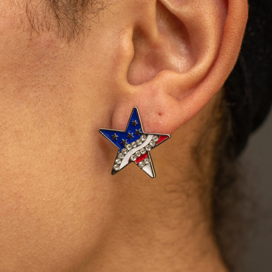 American Flag Star Stud Earrings