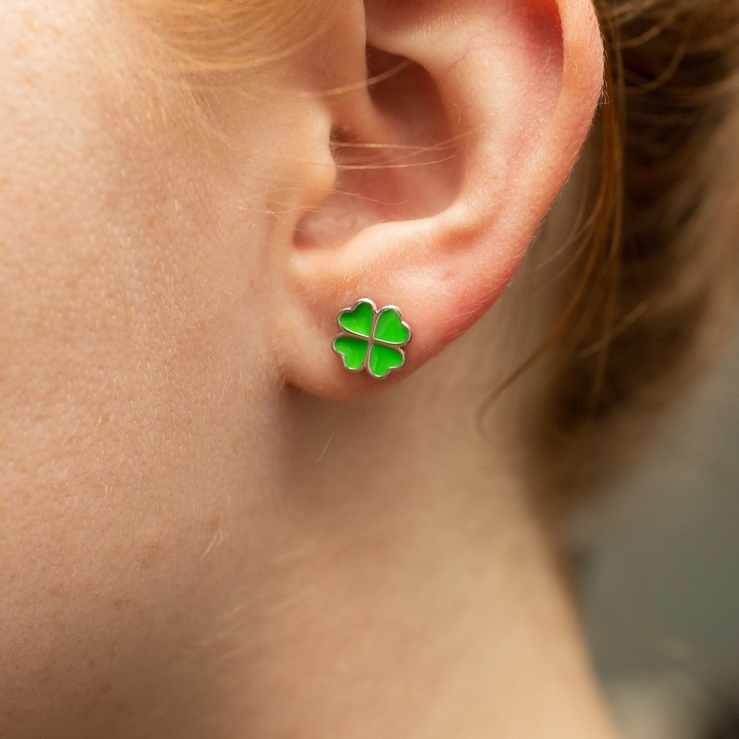 Green Four Leaf Clover "Lucky" Stud Earrings