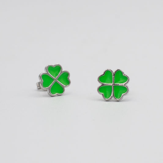 Green Four Leaf Clover "Lucky" Stud Earrings