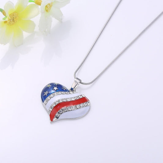American Flag Heart Necklace