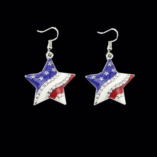 American Flag Star Earrings