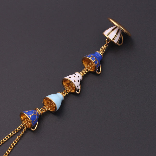 Stacked Teacups Tea Cup Necklace - Purple & White