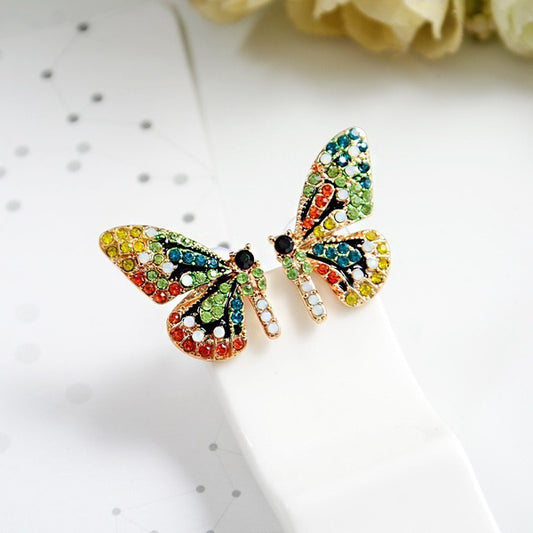 Colorful Crystal Rainbow Butterfly Wing Earrings
