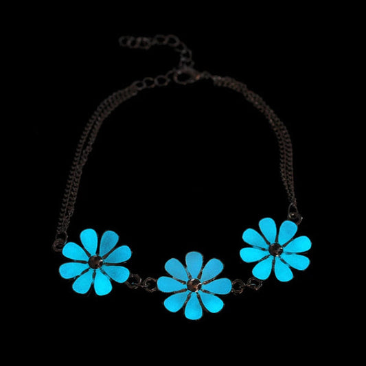Glow in the Dark Silver Flower Anklet, Bracelet
