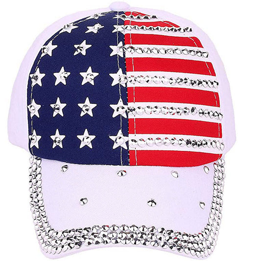 Crystal White American Flag Baseball Cap