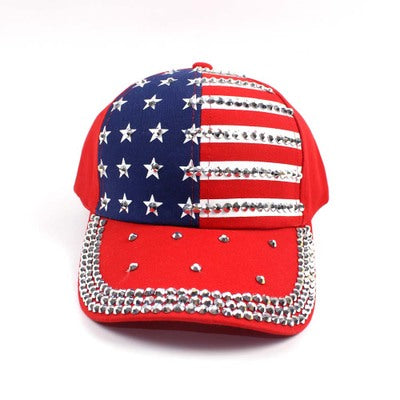 Crystal Red American Flag Baseball Cap