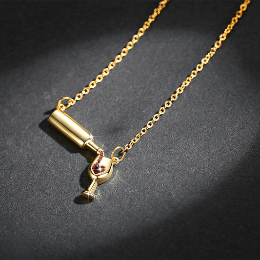 Pour a Bottle of Wine Gold Necklace