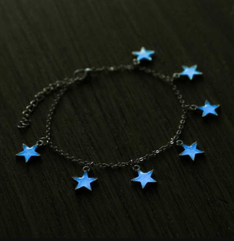 Glow in the Dark Silver Flower Anklet, Bracelet