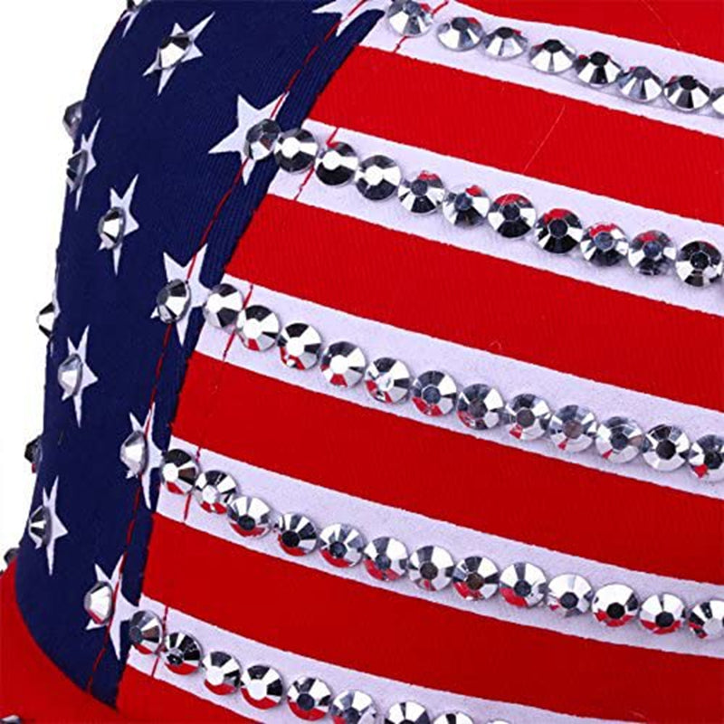 Crystal Blue American Flag Baseball Cap