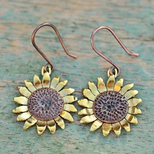 Golden Sunflower Simple Earrings