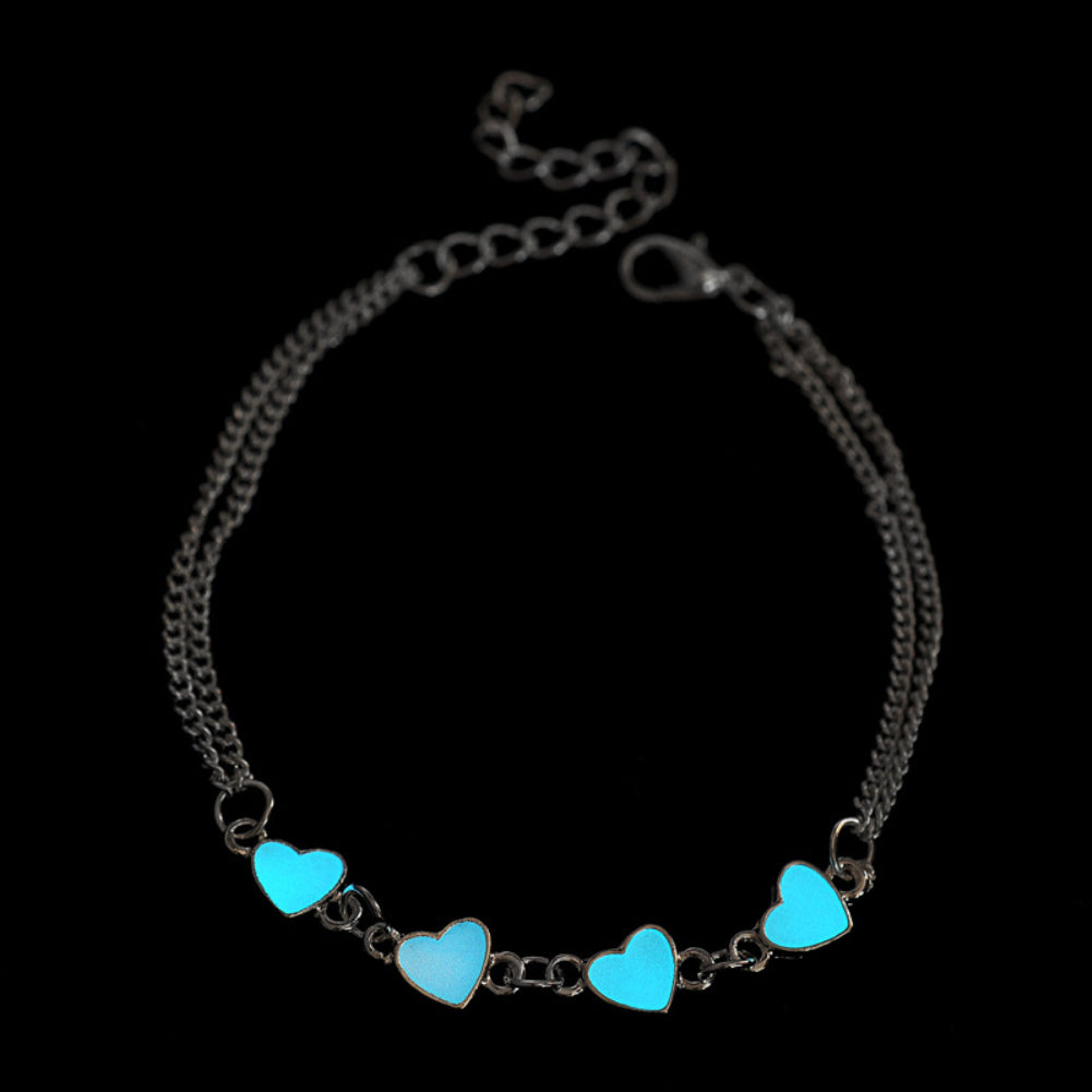 Glow in the Dark Silver Flower Anklet, Bracelet