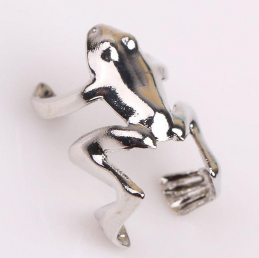 Cute Silver Frog Cuff Earrings