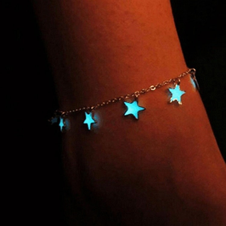Glow in the Dark Silver Flower Anklet, Bracelet