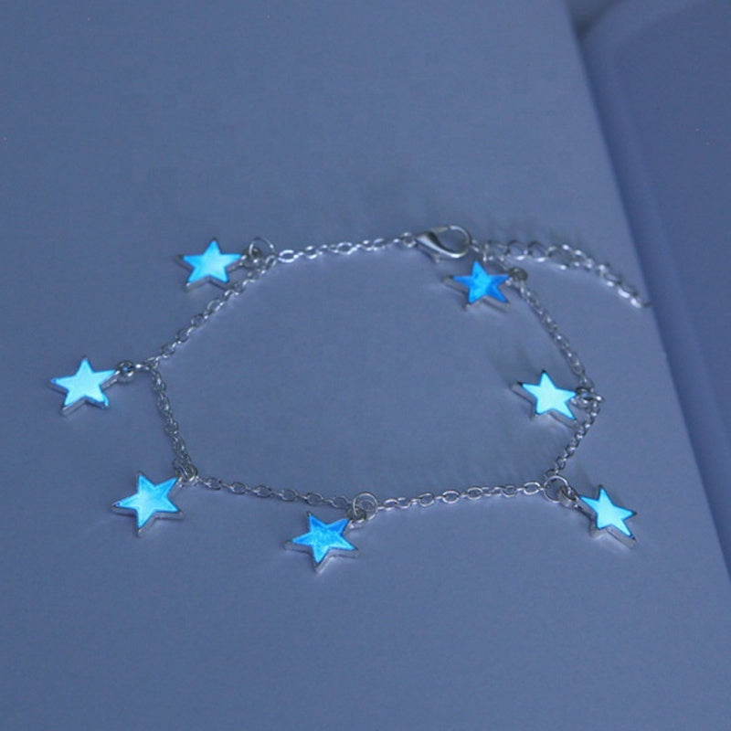 Glow in the Dark Silver Flower Anklet, Bracelet