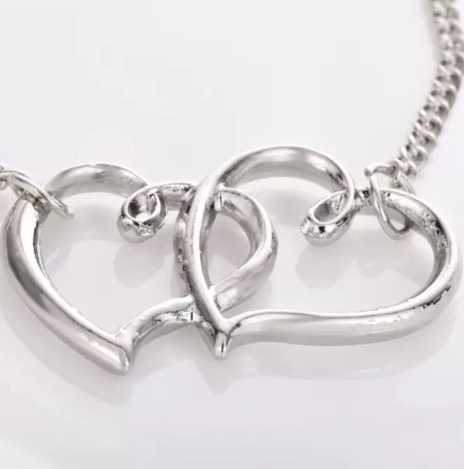 Slim Double Heart Love Gold Anklet, Bracelet