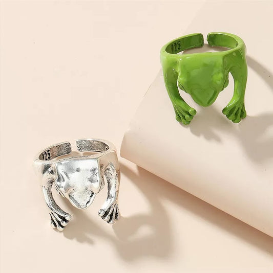 Cute Silver Frog Ring - Adjustable Size