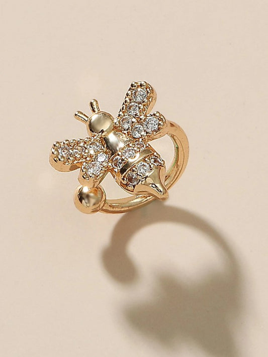 Bee Crystal Gold Ear Cuff Earring