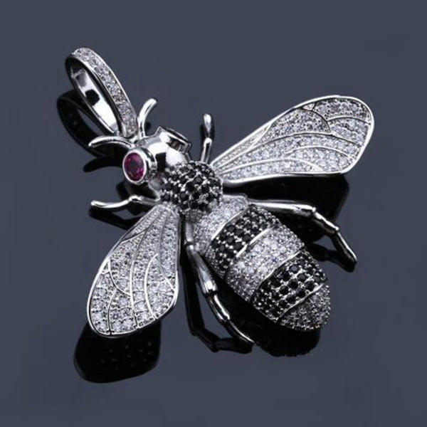 Gold Honey Bee Crystal Pendant Necklace