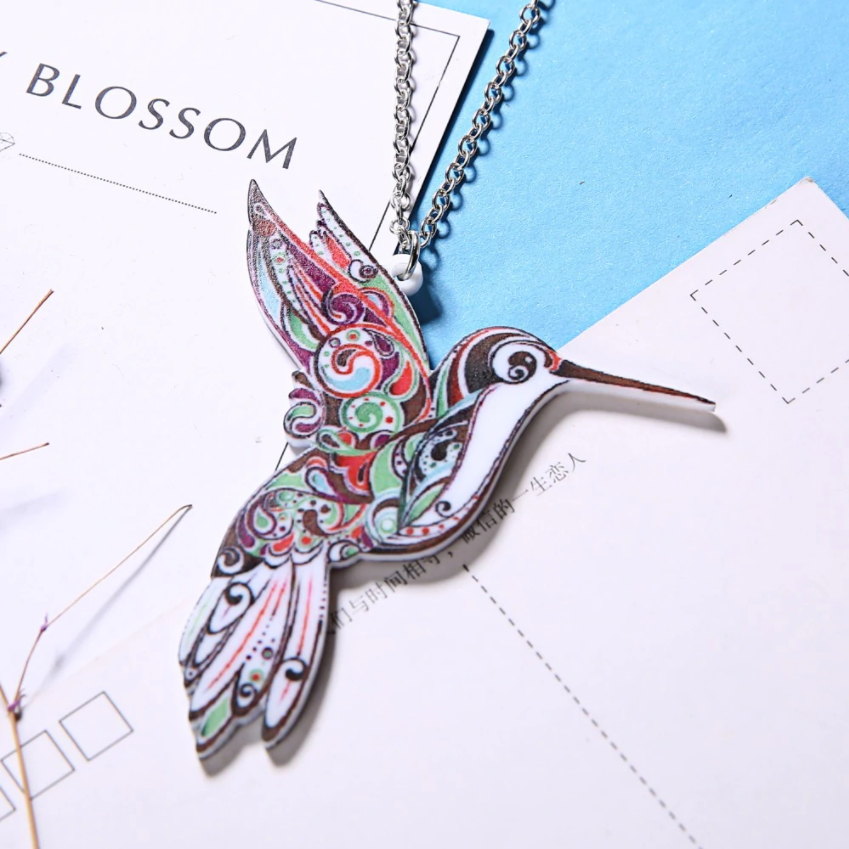 Colorful Acrylic Hummingbird Necklace
