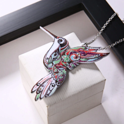 Colorful Acrylic Hummingbird Necklace