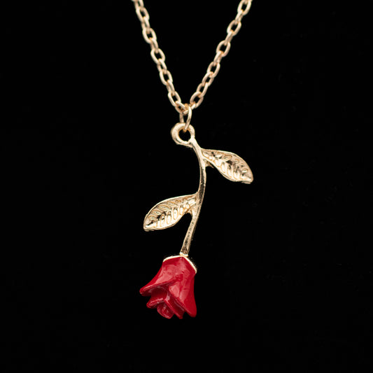 Red Rose Pendant Necklace