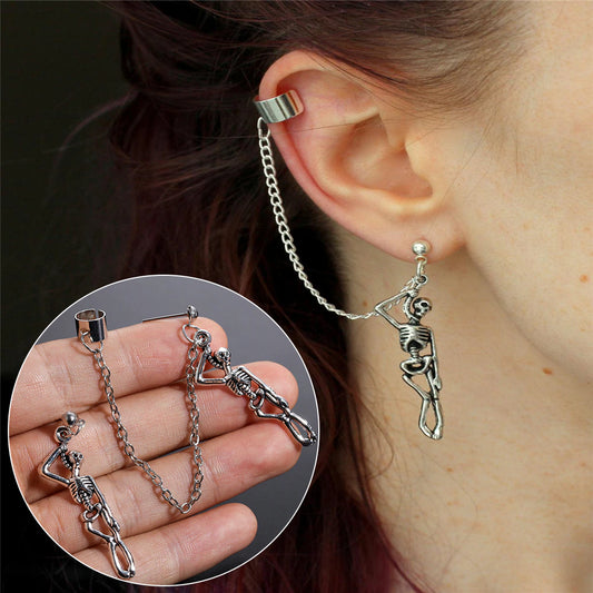 Skeleton Chain Earrings w/ Ear Cuff