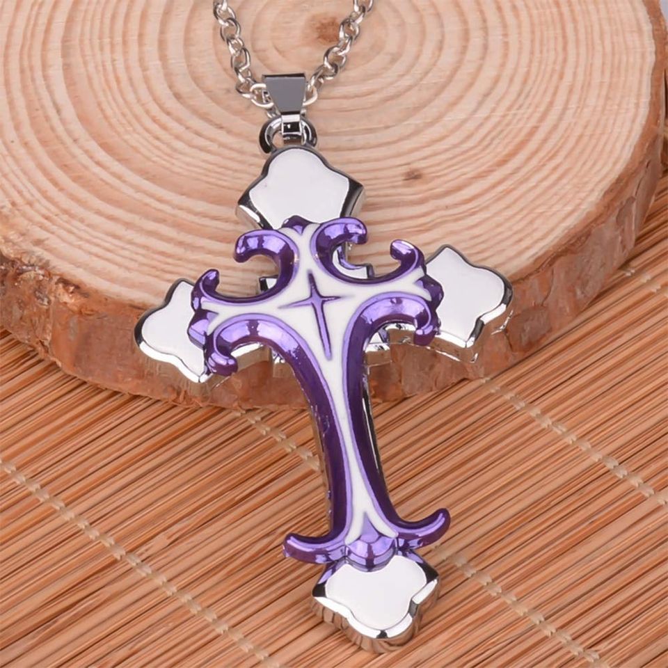 Purple and Silver Byzantine Style Cross