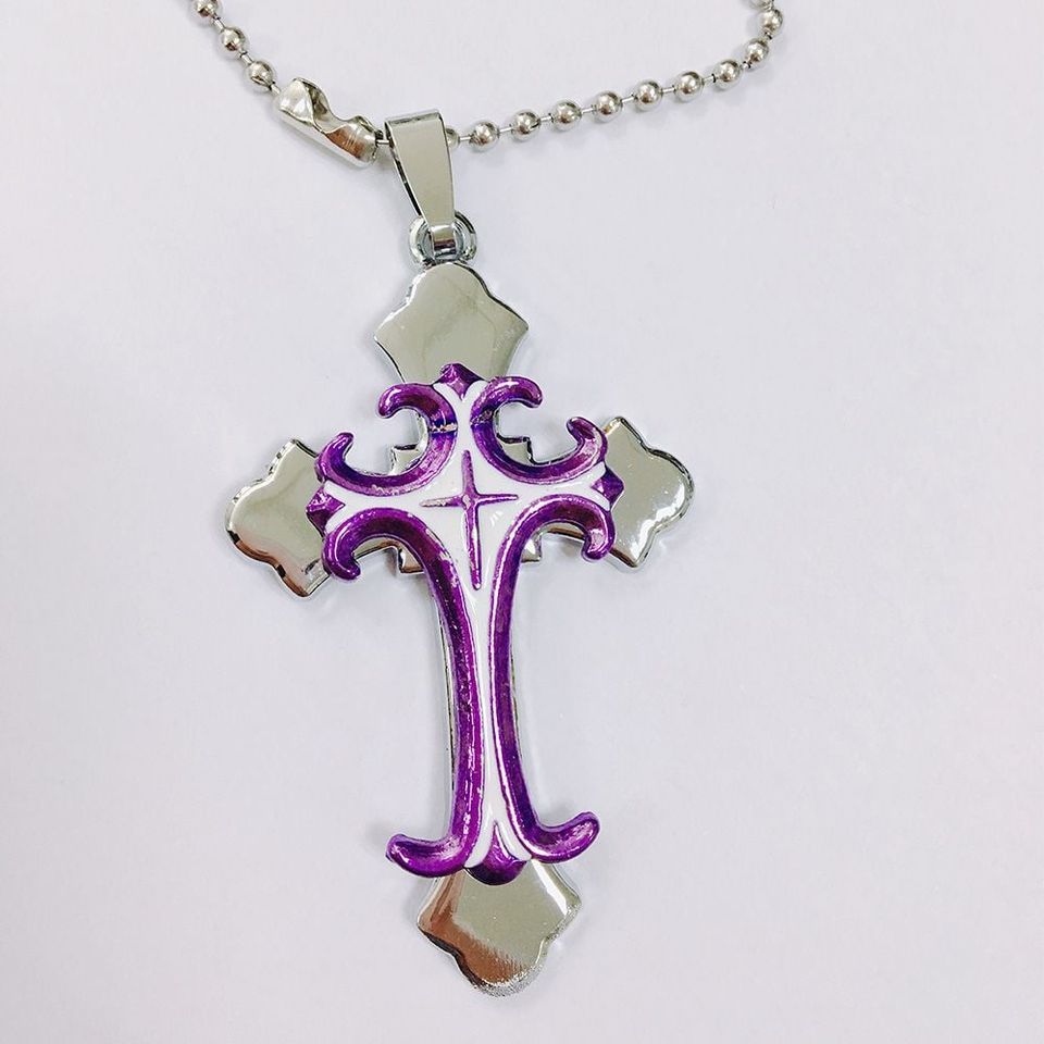 Purple and Silver Byzantine Style Cross