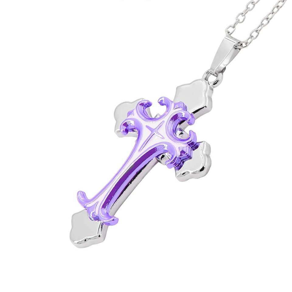 Purple and Silver Byzantine Style Cross