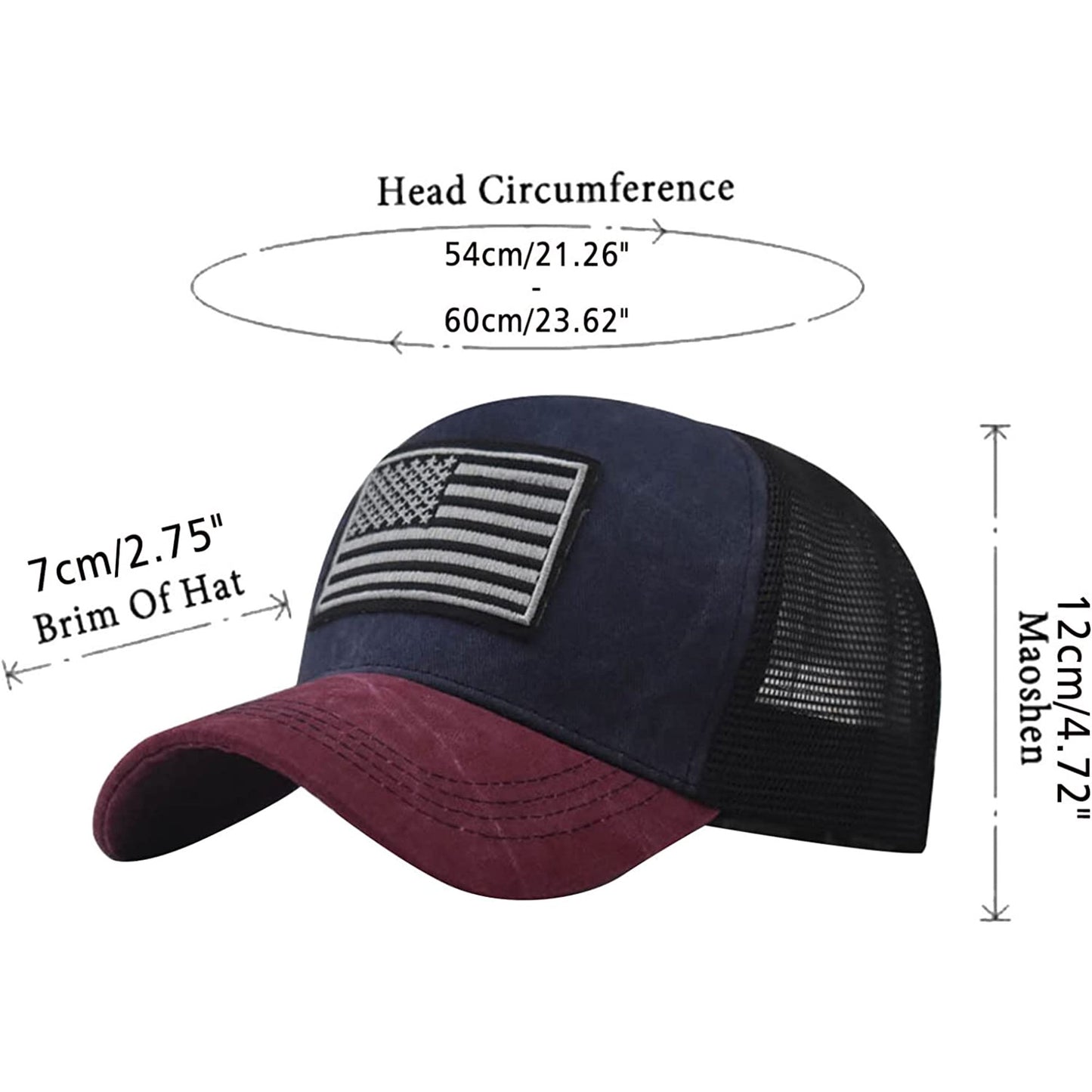 American Flag Trucker Cap US Flag Hat Adjustable