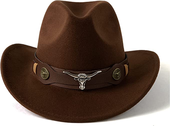 Western Cowboy, Cowgirl Hat, Bull Strap, Men Women Retro Wide Brim