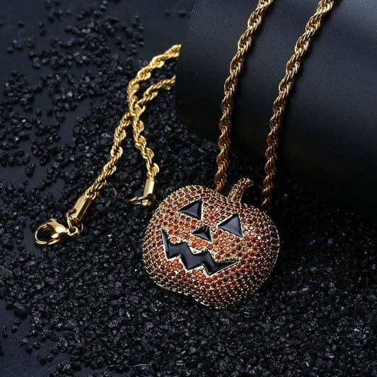 Pumpkin Jack O'Lantern Halloween Necklace