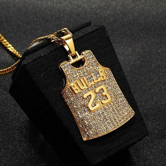 23 Bulls Jersey Necklace - Rhinestone