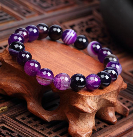 Natural Stone  Purple Amethysts Agate Bracelet