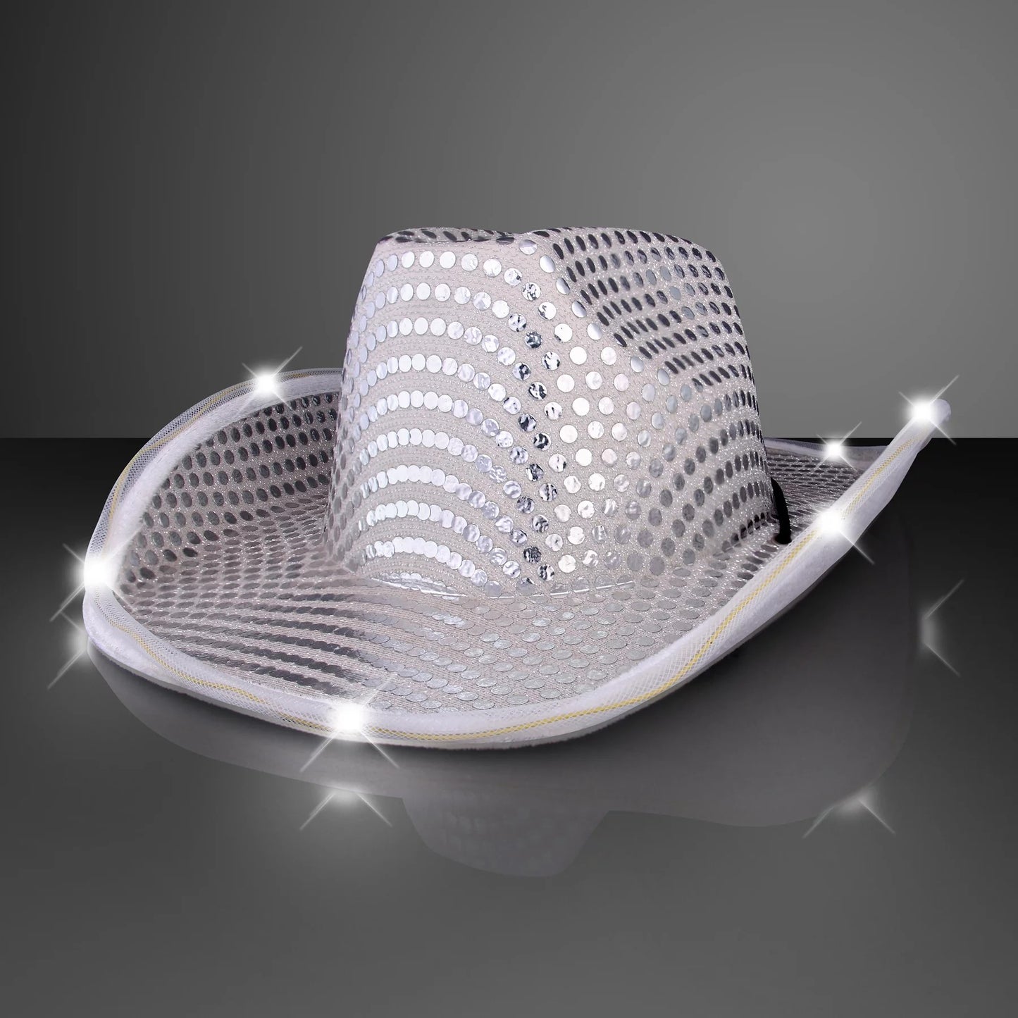 Sequin Light Up LED Flashing Cowboy Hat with Sequins LEDS, Cowgirl, Western