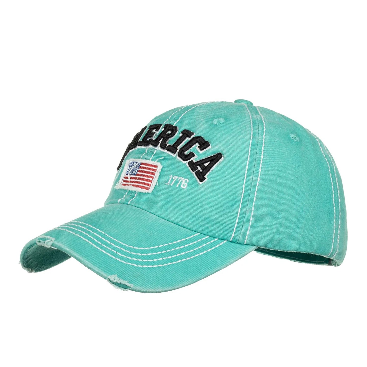 American Distressed Baseball Cap, 1776 American Flag USA, Men's Women