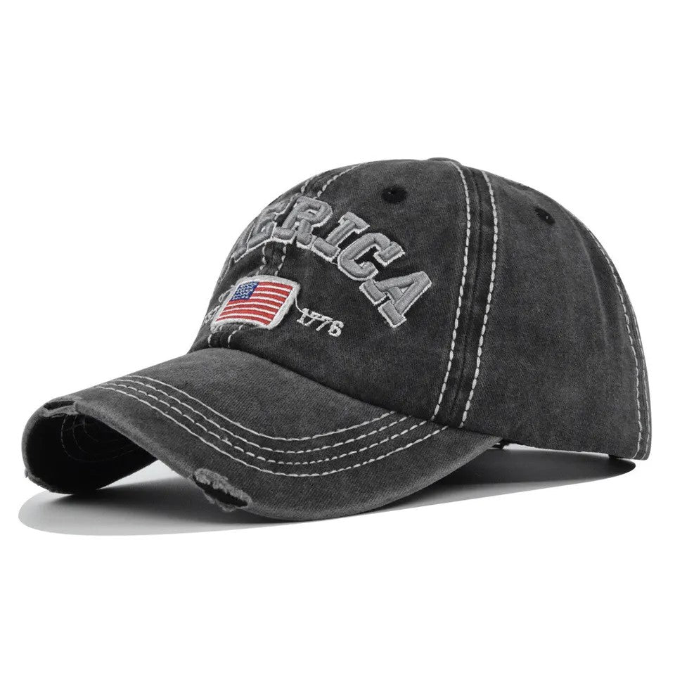 American Distressed Baseball Cap, 1776 American Flag USA, Men's Women