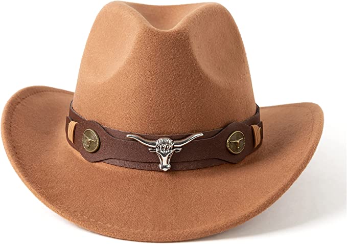 Western Cowboy, Cowgirl Hat, Bull Strap, Men Women Retro Wide Brim