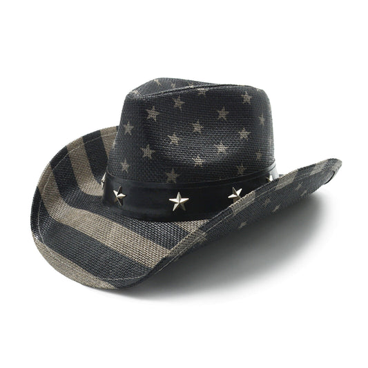 Black & White American Flag Cowboy Hat