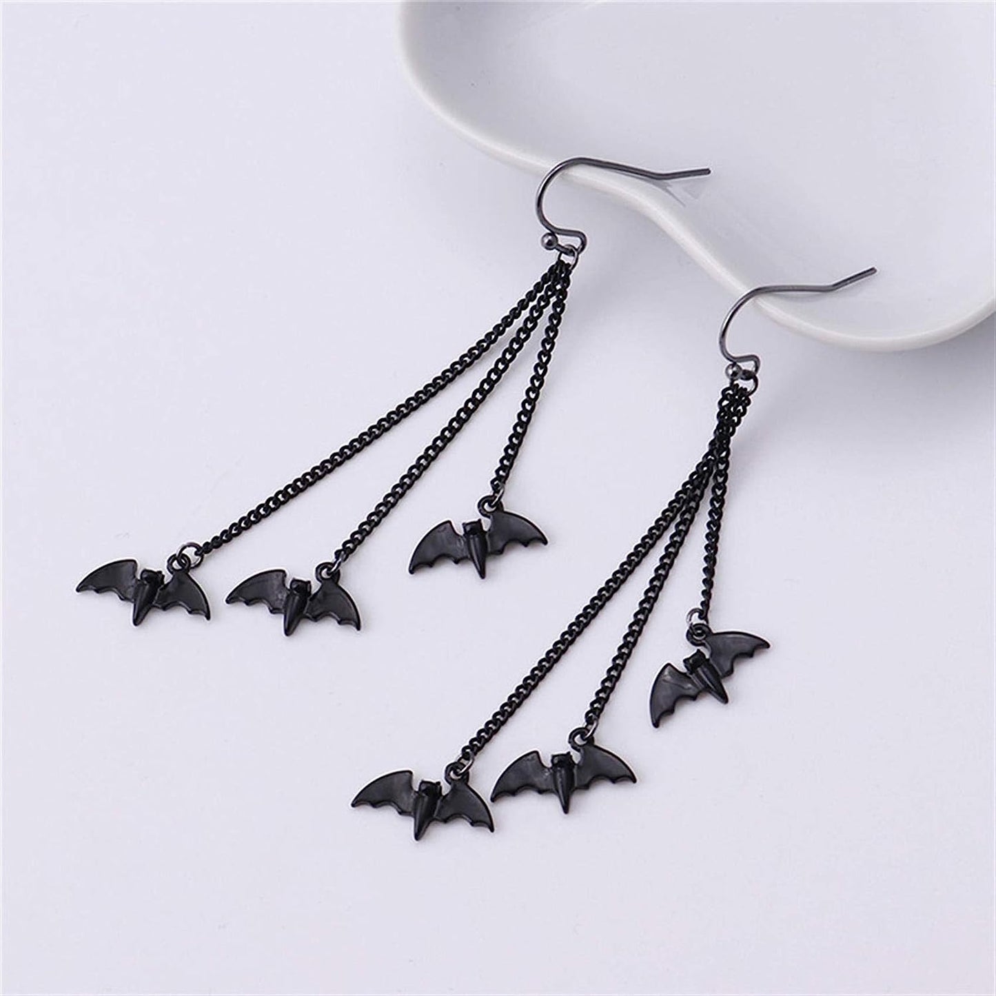 Black Bat Goth Dangle Earrings
