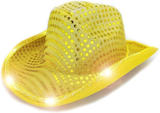 Sequin Light Up LED Flashing Cowboy Hat with Sequins LEDS, Cowgirl, Western