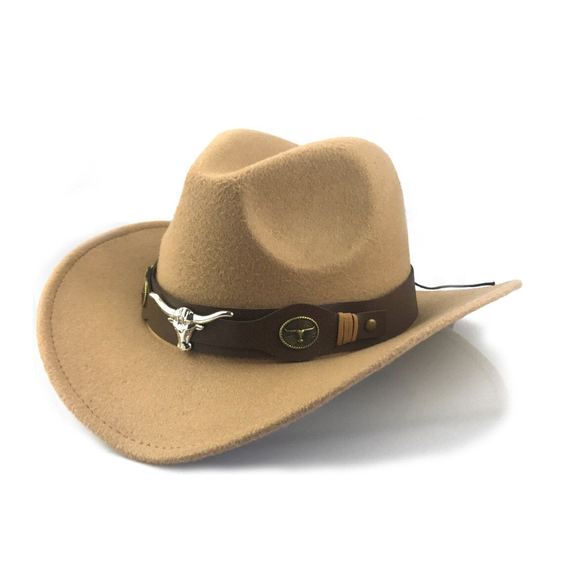 Western Cowboy, Cowgirl Hat, Bull Strap, Men Women Retro Wide Brim
