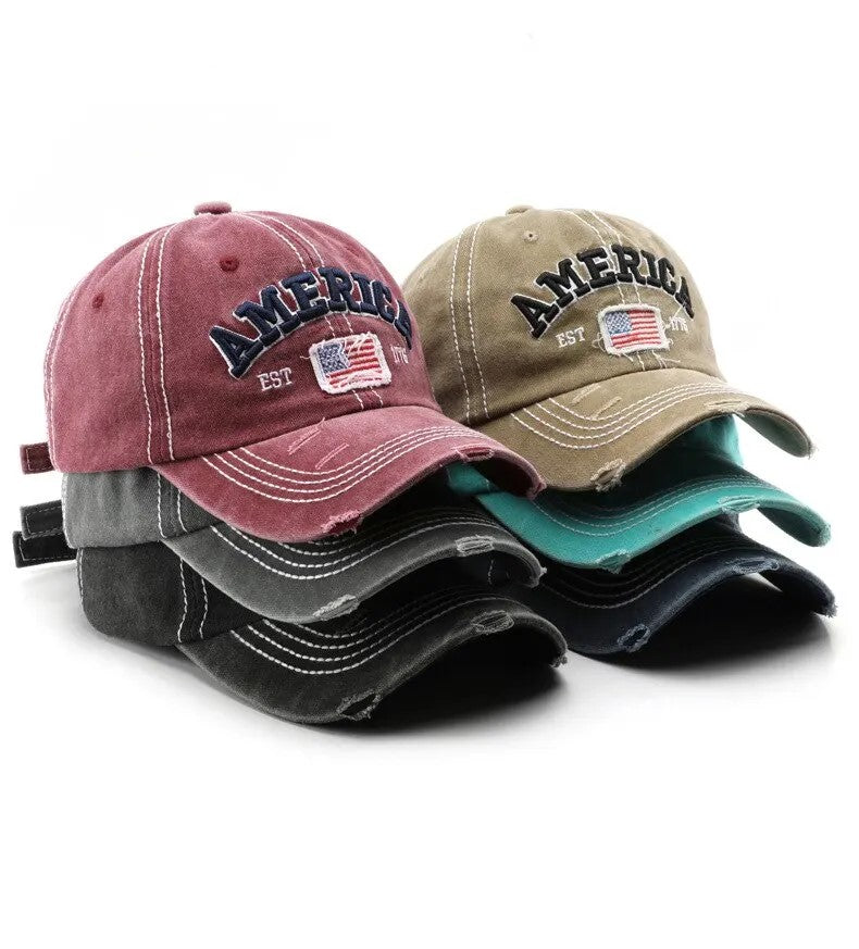 American Distressed Baseball Cap, 1776 American Flag USA, Men's Women