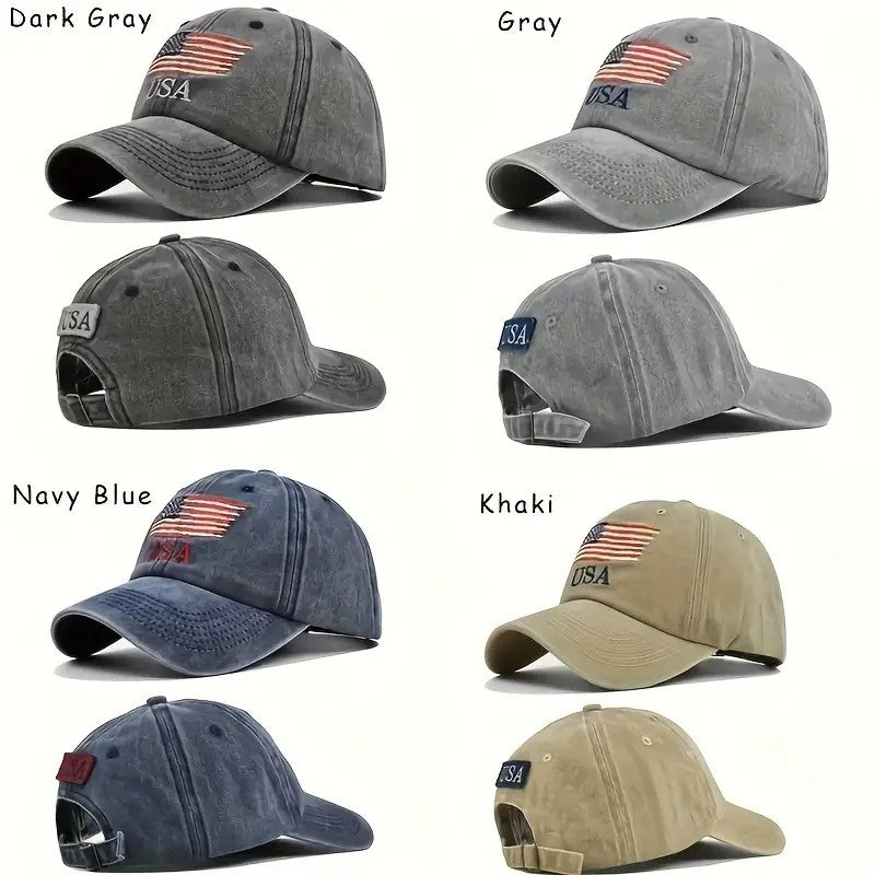 USA Flag Baseball Cap Adjustable Dad Hat Patriotic Embroidered, Great Gift