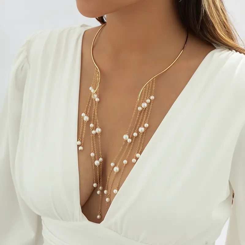 Elegant Pearl Open Choker Necklace