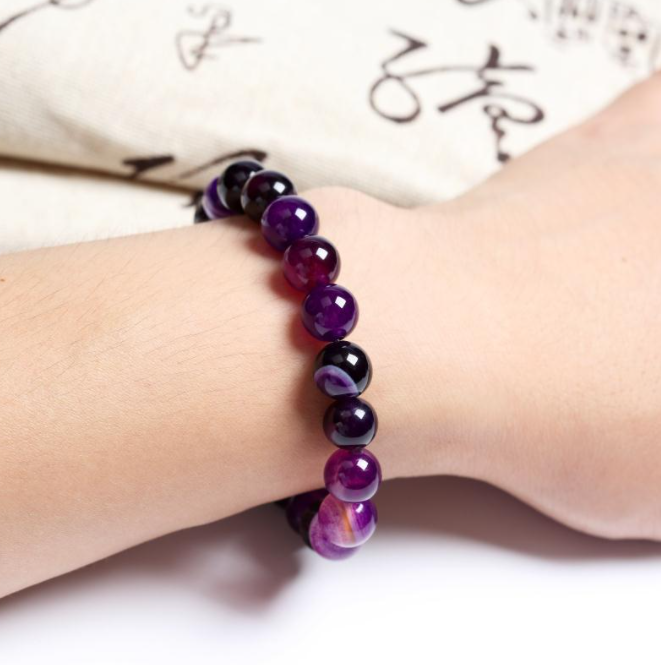 Natural Stone  Purple Amethysts Agate Bracelet