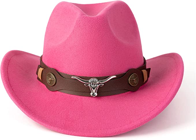 Western Cowboy, Cowgirl Hat, Bull Strap, Men Women Retro Wide Brim