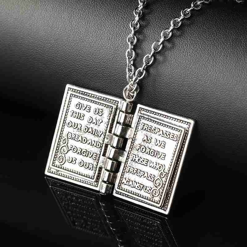 Holy Bible Book Pendant Locket Necklace