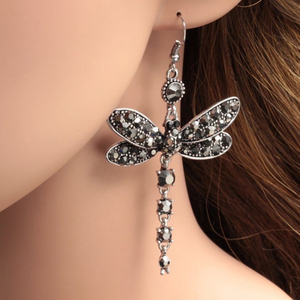Colorful Crystal Dragonfly Dangle Earrings