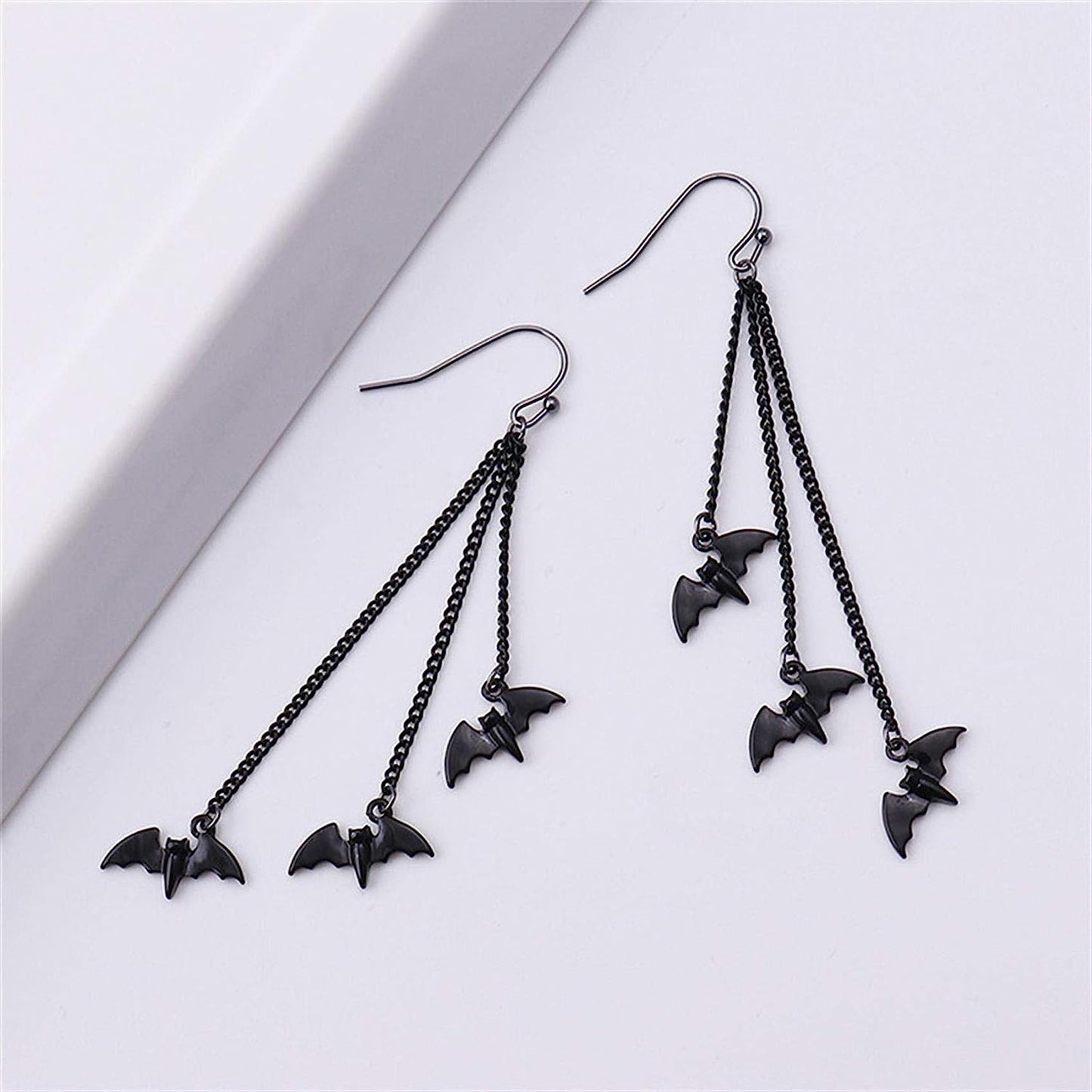 Black Bat Goth Dangle Earrings